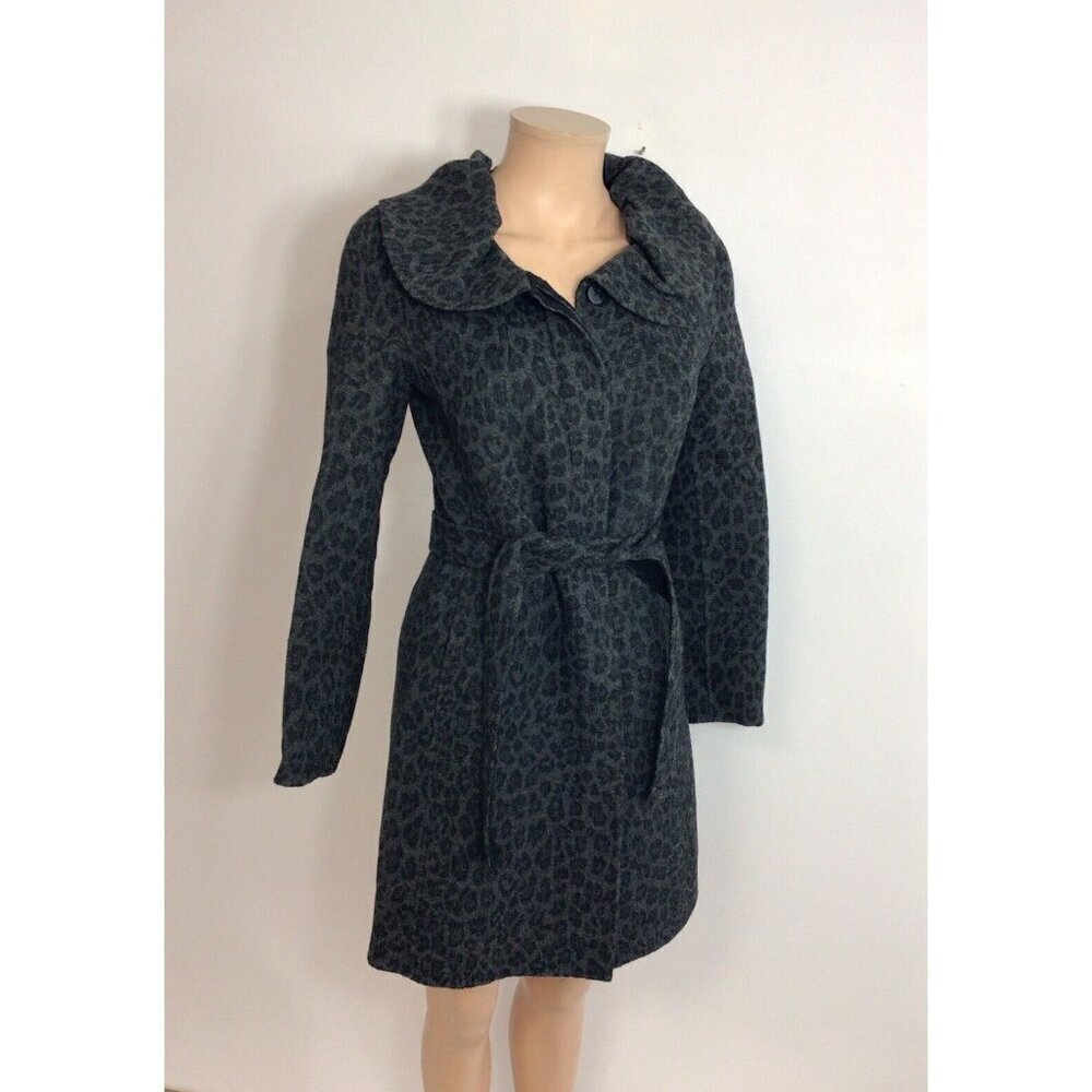 Cynthia Rowley Wool Coat Leopard Print Womens Small